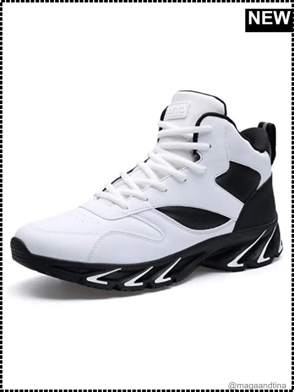 Men's High Top Synthetic Leather Sneakers Cushioned Lace-Up Athletic Shoes
